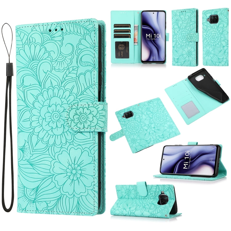 Skin Feel Embossed Sunflower Horizontal Flip Leather Case with Holder & Card Slots & Wallet & Lanyard, For Xiaomi POCO X3 NFC / X3 Pro / X3, For Xiaomi Redmi K40 / K40 Pro / Poco F3, For Xiaomi Mi 10T Lite 5G, For Xiaomi Mi 11, For Xiaomi Redmi Note 9 ...
