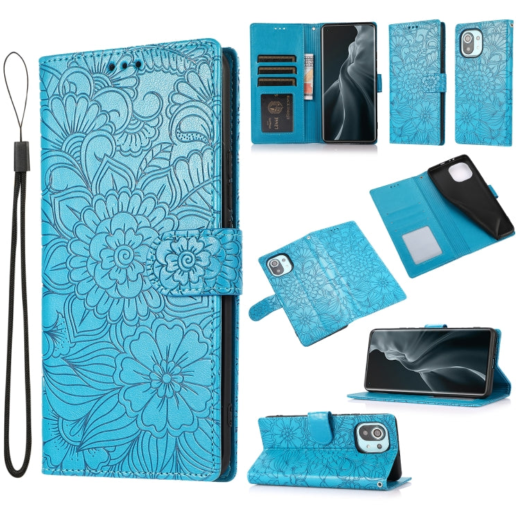 Skin Feel Embossed Sunflower Horizontal Flip Leather Case with Holder & Card Slots & Wallet & Lanyard, For Xiaomi POCO X3 NFC / X3 Pro / X3, For Xiaomi Redmi K40 / K40 Pro / Poco F3, For Xiaomi Mi 10T Lite 5G, For Xiaomi Mi 11, For Xiaomi Redmi Note 9 ...