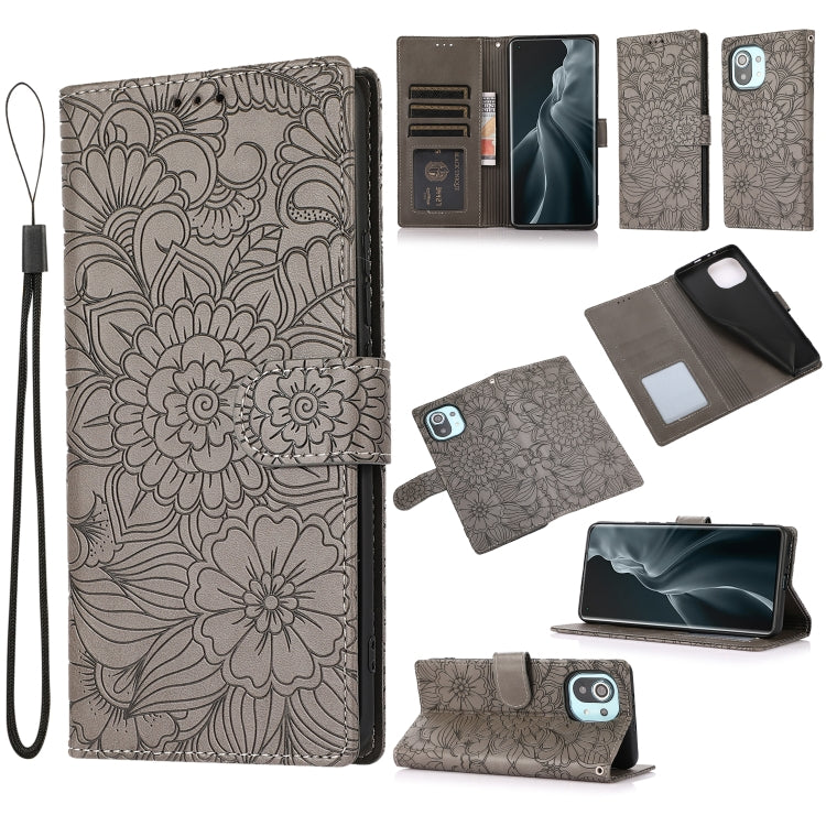 Skin Feel Embossed Sunflower Horizontal Flip Leather Case with Holder & Card Slots & Wallet & Lanyard, For Xiaomi POCO X3 NFC / X3 Pro / X3, For Xiaomi Redmi K40 / K40 Pro / Poco F3, For Xiaomi Mi 10T Lite 5G, For Xiaomi Mi 11, For Xiaomi Redmi Note 9 ...