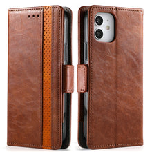 Load image into Gallery viewer, CaseNeo Business Splicing Dual Magnetic Buckle Horizontal Flip PU Leather Case with Holder &amp; Card Slots &amp; Wallet, For iPhone 12 / 12 Pro, For iPhone 12 Pro Max, For iPhone 11 Pro, For iPhone 11, For iPhone 11 Pro Max