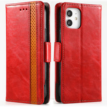 Load image into Gallery viewer, CaseNeo Business Splicing Dual Magnetic Buckle Horizontal Flip PU Leather Case with Holder &amp; Card Slots &amp; Wallet, For iPhone 12 / 12 Pro, For iPhone 12 Pro Max, For iPhone 11 Pro, For iPhone 11, For iPhone 11 Pro Max