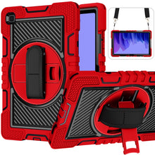 Load image into Gallery viewer, 360 Degree Rotation Contrast Color Shockproof Silicone + PC Case with Holder &amp; Hand Grip Strap &amp; Shoulder Strap, For iPad mini (2019) / 4, For Samsung Galaxy Tab A7 10.4 (2020) T500/T505