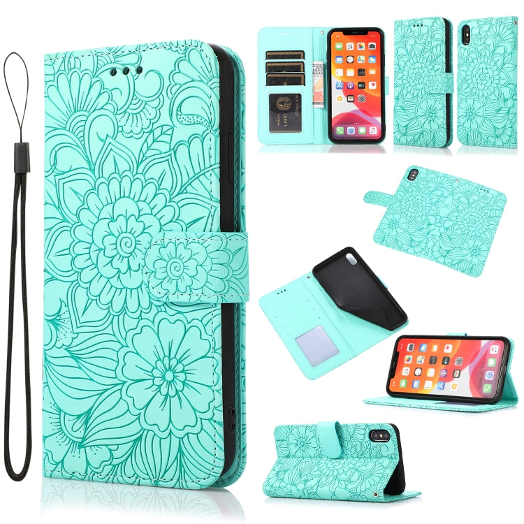 Skin Feel Embossed Sunflower Horizontal Flip Leather Case with Holder & Card Slots & Wallet & Lanyard, For iPhone X / XS, For iPhone XS Max, For iPhone 6 / 6s, For iPhone 6 Plus / 6s Plus, For iPhone 7 Plus / 8 Plus, For iPhone 7 / 8 / SE(2020)