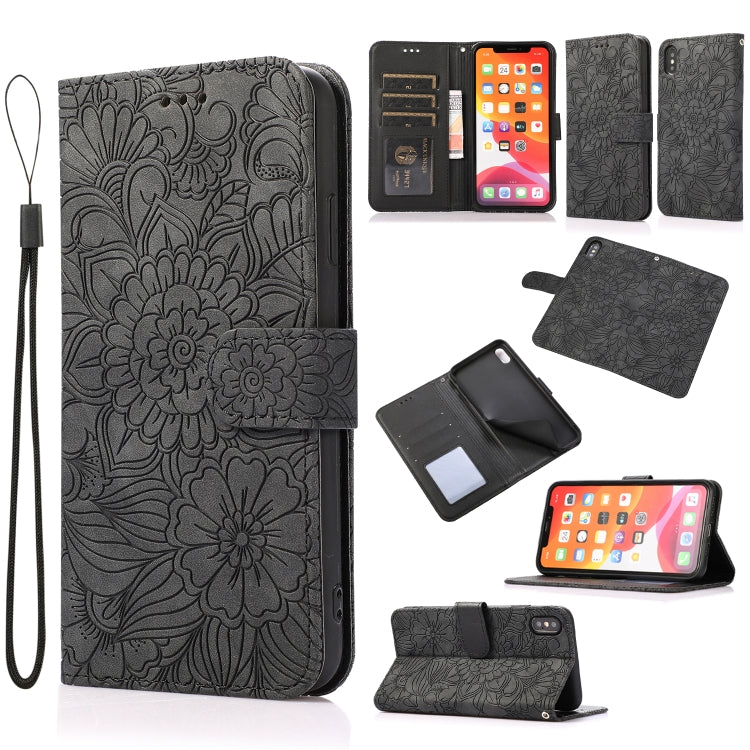 Skin Feel Embossed Sunflower Horizontal Flip Leather Case with Holder & Card Slots & Wallet & Lanyard, For iPhone X / XS, For iPhone XS Max, For iPhone 6 / 6s, For iPhone 6 Plus / 6s Plus, For iPhone 7 Plus / 8 Plus, For iPhone 7 / 8 / SE(2020)