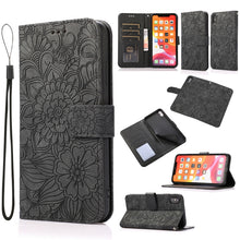 Load image into Gallery viewer, Skin Feel Embossed Sunflower Horizontal Flip Leather Case with Holder &amp; Card Slots &amp; Wallet &amp; Lanyard, For iPhone X / XS, For iPhone XS Max, For iPhone 6 / 6s, For iPhone 6 Plus / 6s Plus, For iPhone 7 Plus / 8 Plus, For iPhone 7 / 8 / SE(2020)