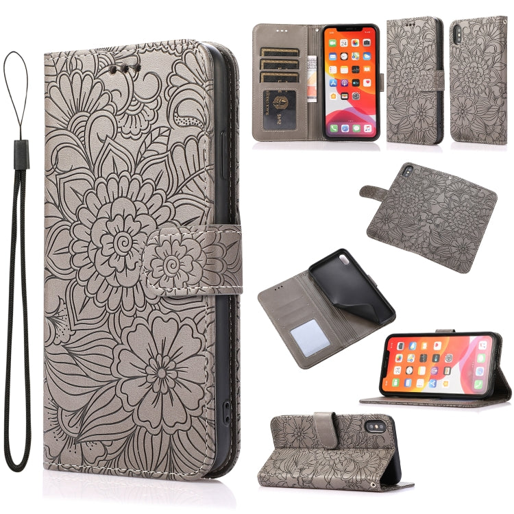 Skin Feel Embossed Sunflower Horizontal Flip Leather Case with Holder & Card Slots & Wallet & Lanyard, For iPhone X / XS, For iPhone XS Max, For iPhone 6 / 6s, For iPhone 6 Plus / 6s Plus, For iPhone 7 Plus / 8 Plus, For iPhone 7 / 8 / SE(2020)