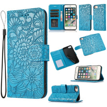 Load image into Gallery viewer, Skin Feel Embossed Sunflower Horizontal Flip Leather Case with Holder &amp; Card Slots &amp; Wallet &amp; Lanyard, For iPhone X / XS, For iPhone XS Max, For iPhone 6 / 6s, For iPhone 6 Plus / 6s Plus, For iPhone 7 Plus / 8 Plus, For iPhone 7 / 8 / SE(2020)
