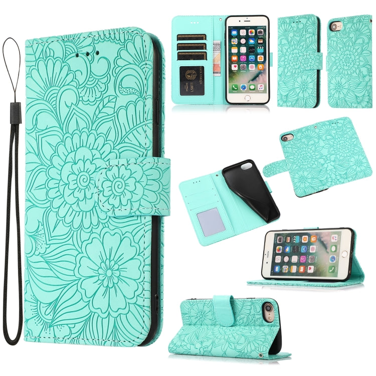 Skin Feel Embossed Sunflower Horizontal Flip Leather Case with Holder & Card Slots & Wallet & Lanyard, For iPhone X / XS, For iPhone XS Max, For iPhone 6 / 6s, For iPhone 6 Plus / 6s Plus, For iPhone 7 Plus / 8 Plus, For iPhone 7 / 8 / SE(2020)