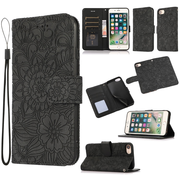Skin Feel Embossed Sunflower Horizontal Flip Leather Case with Holder & Card Slots & Wallet & Lanyard, For iPhone X / XS, For iPhone XS Max, For iPhone 6 / 6s, For iPhone 6 Plus / 6s Plus, For iPhone 7 Plus / 8 Plus, For iPhone 7 / 8 / SE(2020)
