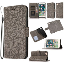 Load image into Gallery viewer, Skin Feel Embossed Sunflower Horizontal Flip Leather Case with Holder &amp; Card Slots &amp; Wallet &amp; Lanyard, For iPhone X / XS, For iPhone XS Max, For iPhone 6 / 6s, For iPhone 6 Plus / 6s Plus, For iPhone 7 Plus / 8 Plus, For iPhone 7 / 8 / SE(2020)