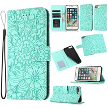 Load image into Gallery viewer, Skin Feel Embossed Sunflower Horizontal Flip Leather Case with Holder &amp; Card Slots &amp; Wallet &amp; Lanyard, For iPhone X / XS, For iPhone XS Max, For iPhone 6 / 6s, For iPhone 6 Plus / 6s Plus, For iPhone 7 Plus / 8 Plus, For iPhone 7 / 8 / SE(2020)