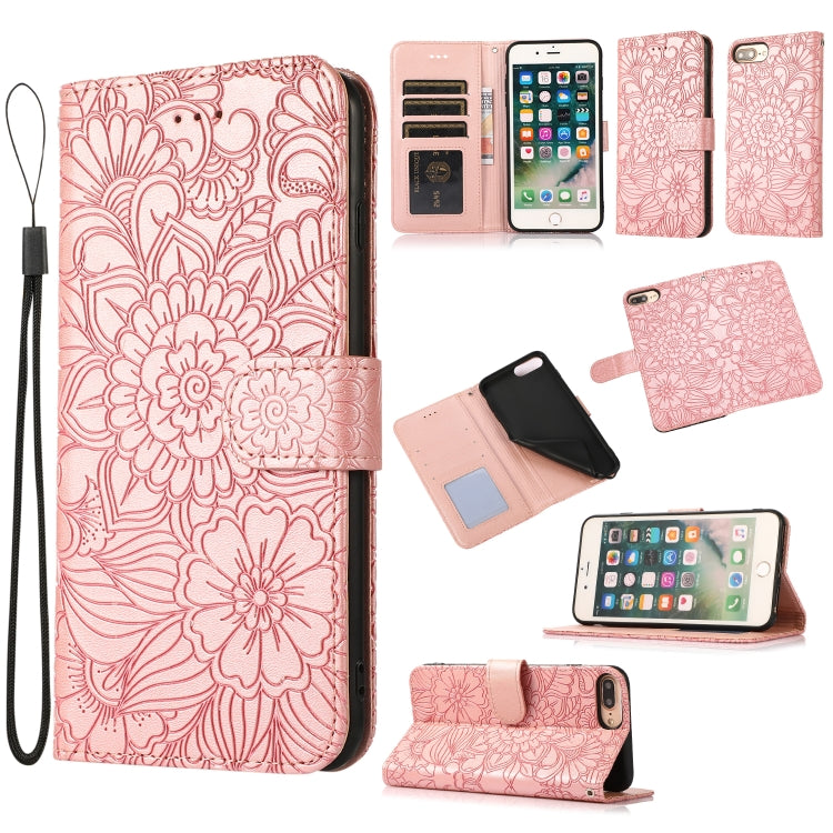Skin Feel Embossed Sunflower Horizontal Flip Leather Case with Holder & Card Slots & Wallet & Lanyard, For iPhone X / XS, For iPhone XS Max, For iPhone 6 / 6s, For iPhone 6 Plus / 6s Plus, For iPhone 7 Plus / 8 Plus, For iPhone 7 / 8 / SE(2020)