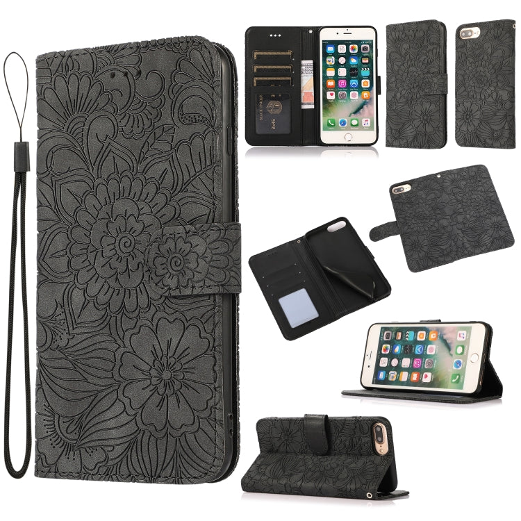 Skin Feel Embossed Sunflower Horizontal Flip Leather Case with Holder & Card Slots & Wallet & Lanyard, For iPhone X / XS, For iPhone XS Max, For iPhone 6 / 6s, For iPhone 6 Plus / 6s Plus, For iPhone 7 Plus / 8 Plus, For iPhone 7 / 8 / SE(2020)