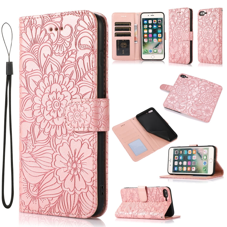 Skin Feel Embossed Sunflower Horizontal Flip Leather Case with Holder & Card Slots & Wallet & Lanyard, For iPhone X / XS, For iPhone XS Max, For iPhone 6 / 6s, For iPhone 6 Plus / 6s Plus, For iPhone 7 Plus / 8 Plus, For iPhone 7 / 8 / SE(2020)