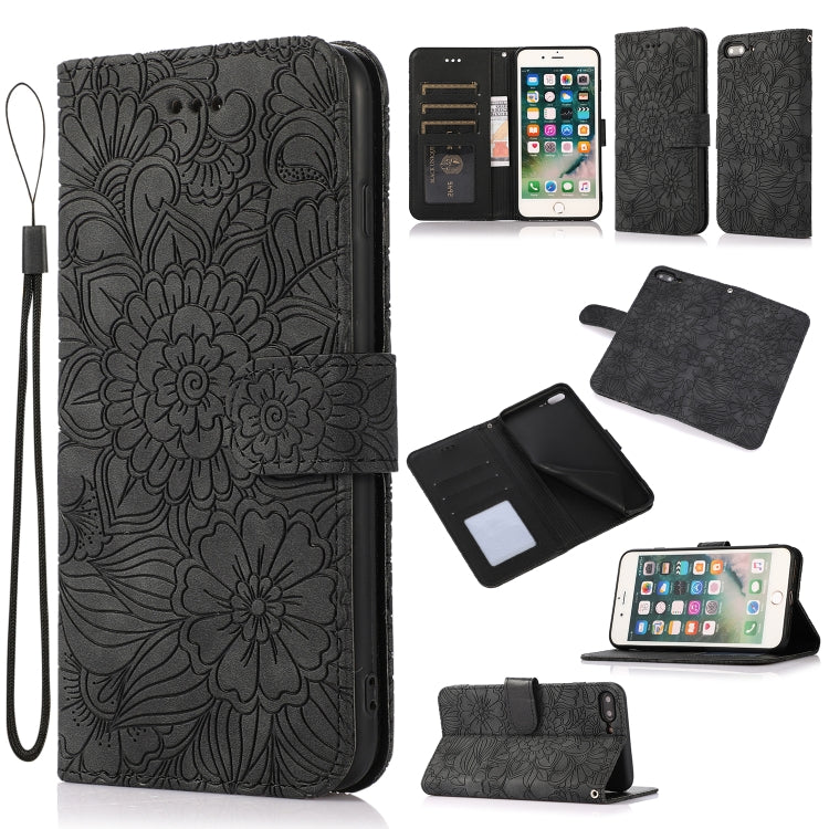 Skin Feel Embossed Sunflower Horizontal Flip Leather Case with Holder & Card Slots & Wallet & Lanyard, For iPhone X / XS, For iPhone XS Max, For iPhone 6 / 6s, For iPhone 6 Plus / 6s Plus, For iPhone 7 Plus / 8 Plus, For iPhone 7 / 8 / SE(2020)