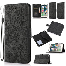 Load image into Gallery viewer, Skin Feel Embossed Sunflower Horizontal Flip Leather Case with Holder &amp; Card Slots &amp; Wallet &amp; Lanyard, For iPhone X / XS, For iPhone XS Max, For iPhone 6 / 6s, For iPhone 6 Plus / 6s Plus, For iPhone 7 Plus / 8 Plus, For iPhone 7 / 8 / SE(2020)