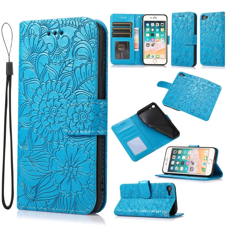 Skin Feel Embossed Sunflower Horizontal Flip Leather Case with Holder & Card Slots & Wallet & Lanyard, For iPhone X / XS, For iPhone XS Max, For iPhone 6 / 6s, For iPhone 6 Plus / 6s Plus, For iPhone 7 Plus / 8 Plus, For iPhone 7 / 8 / SE(2020)