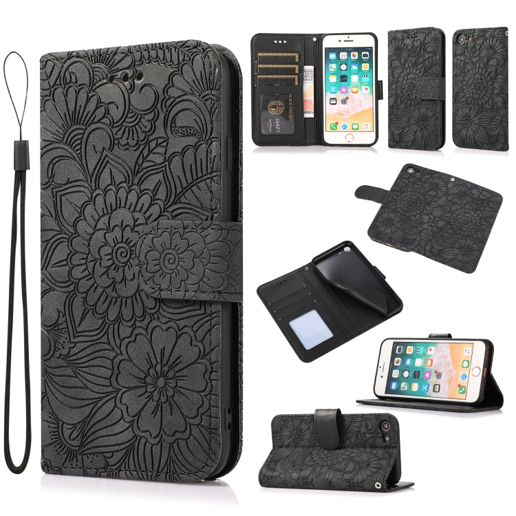 Skin Feel Embossed Sunflower Horizontal Flip Leather Case with Holder & Card Slots & Wallet & Lanyard, For iPhone X / XS, For iPhone XS Max, For iPhone 6 / 6s, For iPhone 6 Plus / 6s Plus, For iPhone 7 Plus / 8 Plus, For iPhone 7 / 8 / SE(2020)