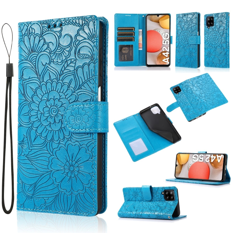 Skin Feel Embossed Sunflower Horizontal Flip Leather Case with Holder & Card Slots & Wallet & Lanyard, For Samsung Galaxy S8+, For Samsung Galaxy A12, For Samsung Galaxy A42 5G, For Samsung Galaxy A32 4G, For Samsung Galaxy A32 5G, For Samsung Galaxy A...