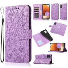 Load image into Gallery viewer, Skin Feel Embossed Sunflower Horizontal Flip Leather Case with Holder &amp; Card Slots &amp; Wallet &amp; Lanyard, For Samsung Galaxy S8+, For Samsung Galaxy A12, For Samsung Galaxy A42 5G, For Samsung Galaxy A32 4G, For Samsung Galaxy A32 5G, For Samsung Galaxy A...