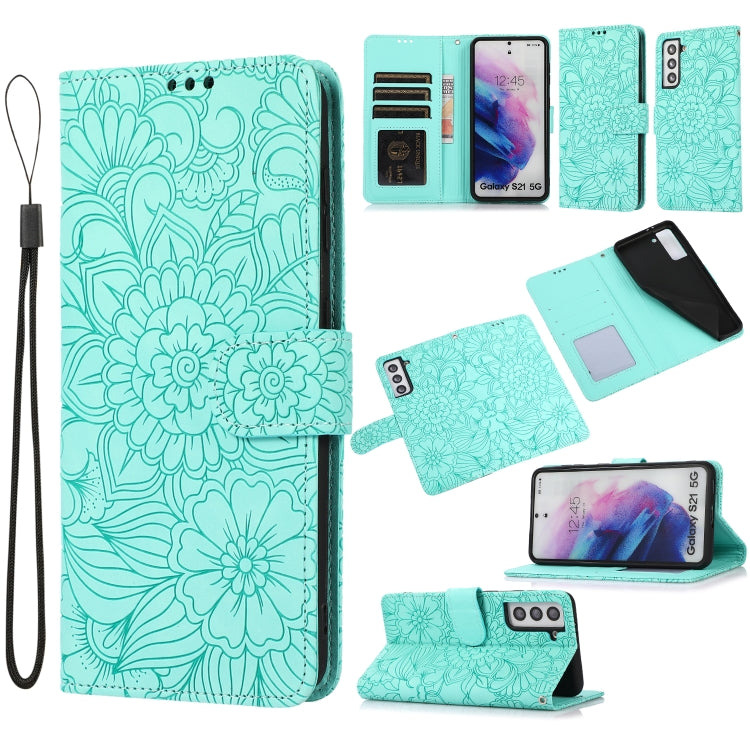 Skin Feel Embossed Sunflower Horizontal Flip Leather Case with Holder & Card Slots & Wallet & Lanyard, For Samsung Galaxy S21 5G, For Samsung Galaxy S21 FE, For Samsung Galaxy A21s, For Samsung Galaxy Note20, For Samsung Galaxy 5G / 4G                 ...