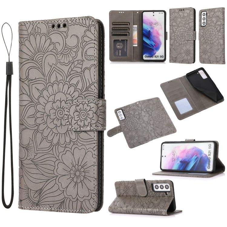 Skin Feel Embossed Sunflower Horizontal Flip Leather Case with Holder & Card Slots & Wallet & Lanyard, For Samsung Galaxy S21 5G, For Samsung Galaxy S21 FE, For Samsung Galaxy A21s, For Samsung Galaxy Note20, For Samsung Galaxy 5G / 4G                 ...