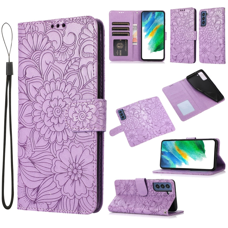 Skin Feel Embossed Sunflower Horizontal Flip Leather Case with Holder & Card Slots & Wallet & Lanyard, For Samsung Galaxy S21 5G, For Samsung Galaxy S21 FE, For Samsung Galaxy A21s, For Samsung Galaxy Note20, For Samsung Galaxy 5G / 4G                 ...