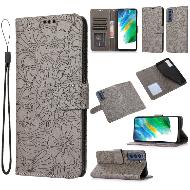 Skin Feel Embossed Sunflower Horizontal Flip Leather Case with Holder & Card Slots & Wallet & Lanyard, For Samsung Galaxy S21 5G, For Samsung Galaxy S21 FE, For Samsung Galaxy A21s, For Samsung Galaxy Note20, For Samsung Galaxy 5G / 4G                 ...