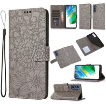Load image into Gallery viewer, Skin Feel Embossed Sunflower Horizontal Flip Leather Case with Holder &amp; Card Slots &amp; Wallet &amp; Lanyard, For Samsung Galaxy S21 5G, For Samsung Galaxy S21 FE, For Samsung Galaxy A21s, For Samsung Galaxy Note20, For Samsung Galaxy 5G / 4G                 ...