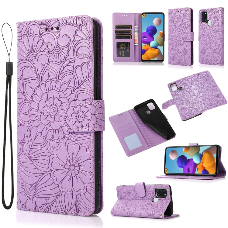 Skin Feel Embossed Sunflower Horizontal Flip Leather Case with Holder & Card Slots & Wallet & Lanyard, For Samsung Galaxy S21 5G, For Samsung Galaxy S21 FE, For Samsung Galaxy A21s, For Samsung Galaxy Note20, For Samsung Galaxy 5G / 4G                 ...