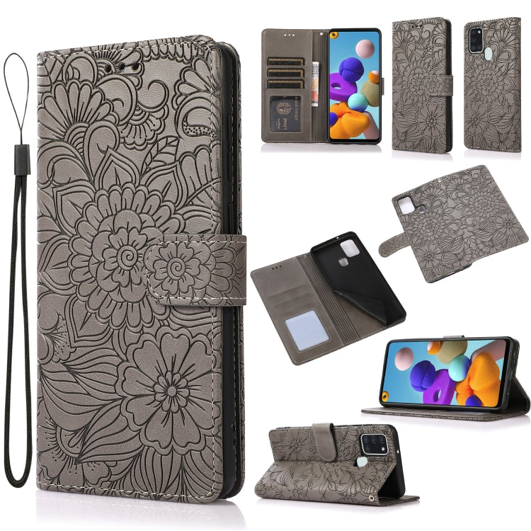 Skin Feel Embossed Sunflower Horizontal Flip Leather Case with Holder & Card Slots & Wallet & Lanyard, For Samsung Galaxy S21 5G, For Samsung Galaxy S21 FE, For Samsung Galaxy A21s, For Samsung Galaxy Note20, For Samsung Galaxy 5G / 4G                 ...