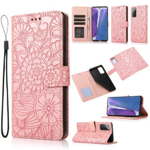 Load image into Gallery viewer, Skin Feel Embossed Sunflower Horizontal Flip Leather Case with Holder &amp; Card Slots &amp; Wallet &amp; Lanyard, For Samsung Galaxy S21 5G, For Samsung Galaxy S21 FE, For Samsung Galaxy A21s, For Samsung Galaxy Note20, For Samsung Galaxy 5G / 4G                 ...