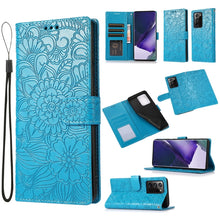 Load image into Gallery viewer, Skin Feel Embossed Sunflower Horizontal Flip Leather Case with Holder &amp; Card Slots &amp; Wallet &amp; Lanyard, For Samsung Galaxy Note9, For Samsung Galaxy Note20 Ultra, For Samsung Galaxy S20 Ultra, For Samsung Galaxy S21 Ultra 5G, For Samsung Galaxy A30s    ...