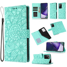 Load image into Gallery viewer, Skin Feel Embossed Sunflower Horizontal Flip Leather Case with Holder &amp; Card Slots &amp; Wallet &amp; Lanyard, For Samsung Galaxy Note9, For Samsung Galaxy Note20 Ultra, For Samsung Galaxy S20 Ultra, For Samsung Galaxy S21 Ultra 5G, For Samsung Galaxy A30s    ...