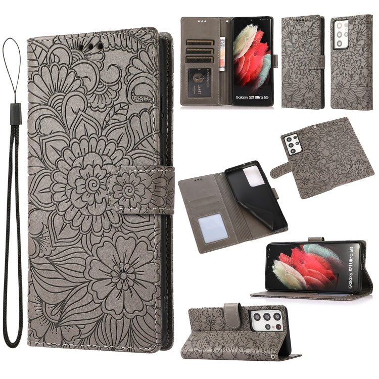 Skin Feel Embossed Sunflower Horizontal Flip Leather Case with Holder & Card Slots & Wallet & Lanyard, For Samsung Galaxy Note9, For Samsung Galaxy Note20 Ultra, For Samsung Galaxy S20 Ultra, For Samsung Galaxy S21 Ultra 5G, For Samsung Galaxy A30s    ...