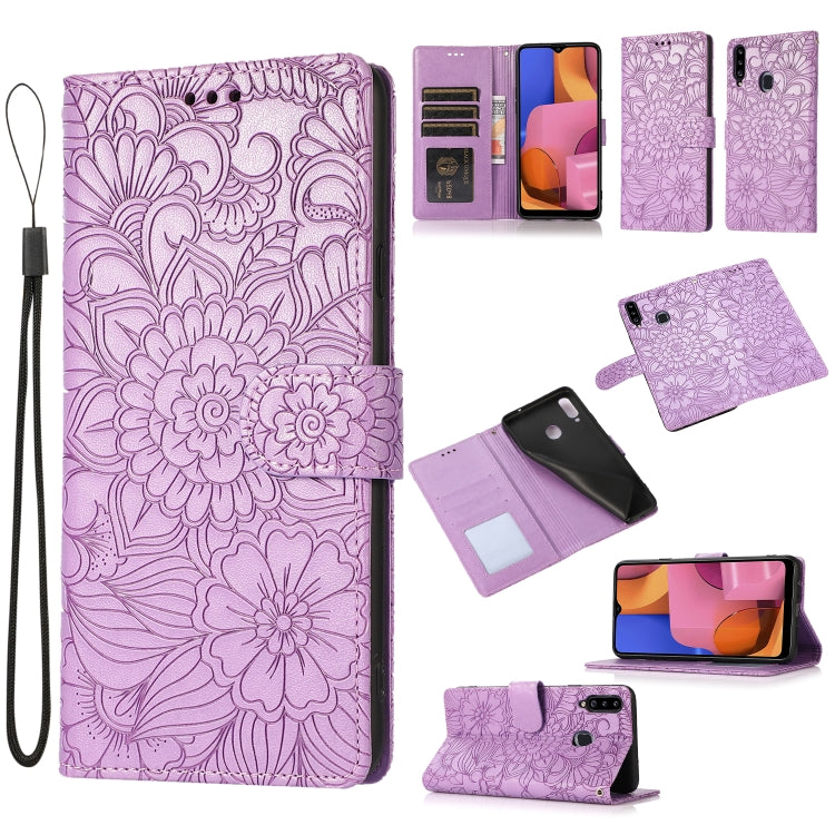 Skin Feel Embossed Sunflower Horizontal Flip Leather Case with Holder & Card Slots & Wallet & Lanyard, For Samsung Galaxy S10+, For Samsung Galaxy S10e, For Samsung Galaxy A20s, For Samsung Galaxy A40, For Samsung Galaxy Note8, For Samsung Galaxy J6   ...