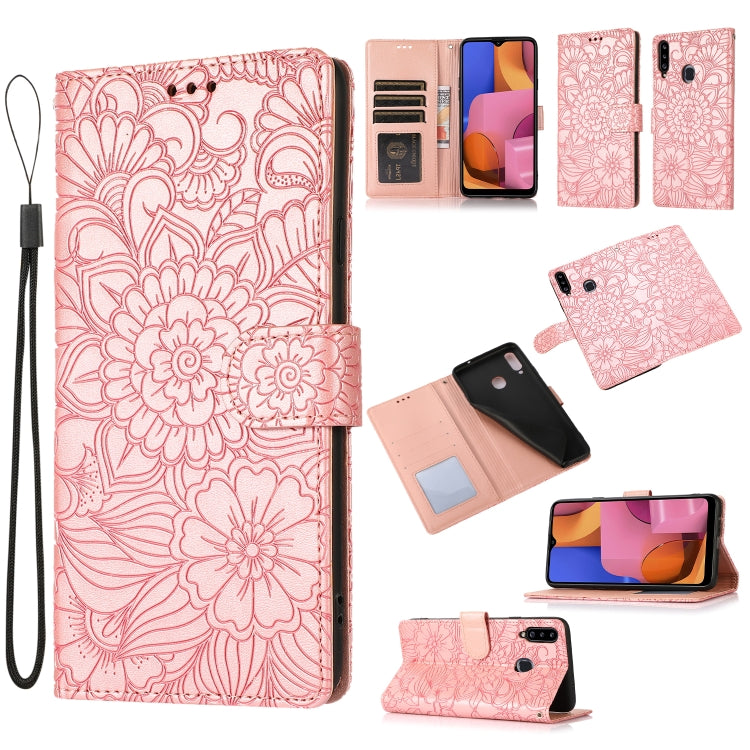 Skin Feel Embossed Sunflower Horizontal Flip Leather Case with Holder & Card Slots & Wallet & Lanyard, For Samsung Galaxy S10+, For Samsung Galaxy S10e, For Samsung Galaxy A20s, For Samsung Galaxy A40, For Samsung Galaxy Note8, For Samsung Galaxy J6   ...