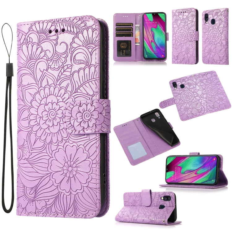 Skin Feel Embossed Sunflower Horizontal Flip Leather Case with Holder & Card Slots & Wallet & Lanyard, For Samsung Galaxy S10+, For Samsung Galaxy S10e, For Samsung Galaxy A20s, For Samsung Galaxy A40, For Samsung Galaxy Note8, For Samsung Galaxy J6   ...