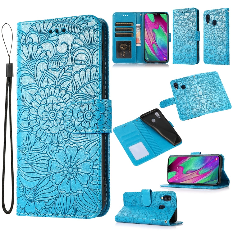 Skin Feel Embossed Sunflower Horizontal Flip Leather Case with Holder & Card Slots & Wallet & Lanyard, For Samsung Galaxy S10+, For Samsung Galaxy S10e, For Samsung Galaxy A20s, For Samsung Galaxy A40, For Samsung Galaxy Note8, For Samsung Galaxy J6   ...
