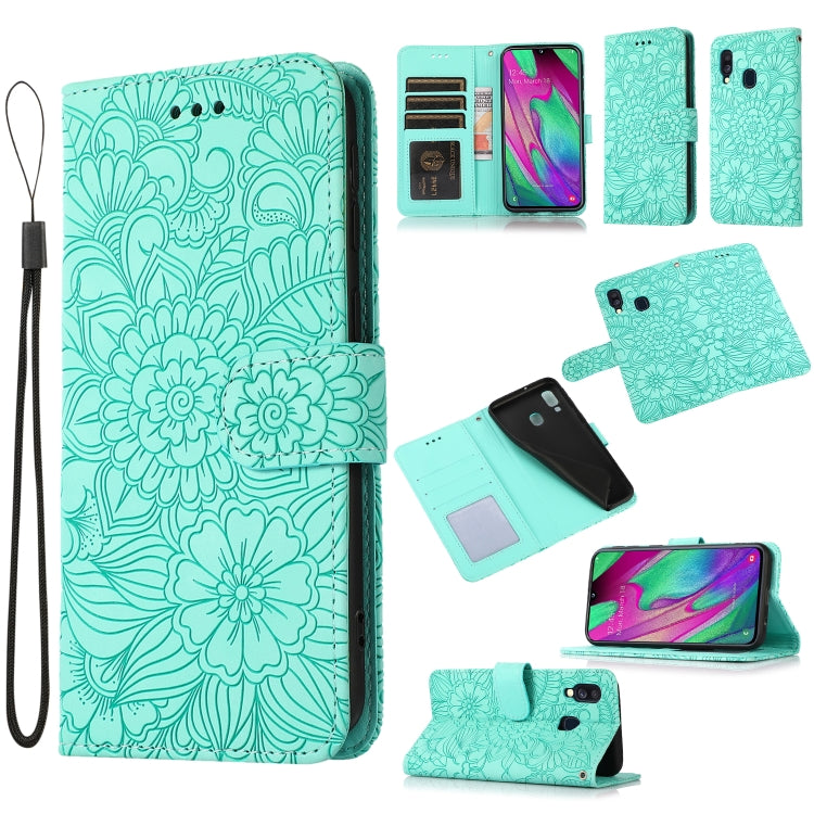 Skin Feel Embossed Sunflower Horizontal Flip Leather Case with Holder & Card Slots & Wallet & Lanyard, For Samsung Galaxy S10+, For Samsung Galaxy S10e, For Samsung Galaxy A20s, For Samsung Galaxy A40, For Samsung Galaxy Note8, For Samsung Galaxy J6   ...