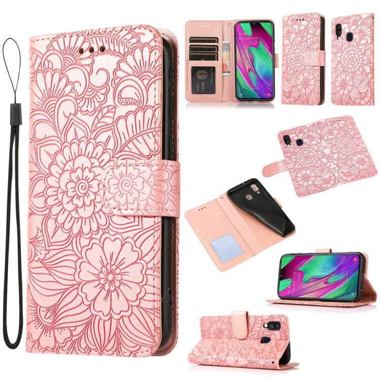 Skin Feel Embossed Sunflower Horizontal Flip Leather Case with Holder & Card Slots & Wallet & Lanyard, For Samsung Galaxy S10+, For Samsung Galaxy S10e, For Samsung Galaxy A20s, For Samsung Galaxy A40, For Samsung Galaxy Note8, For Samsung Galaxy J6   ...