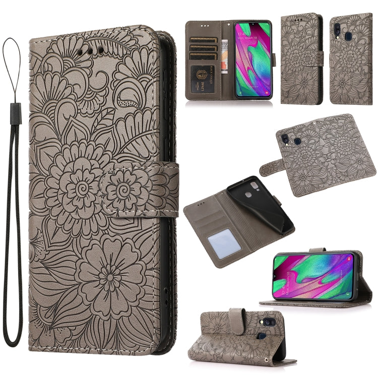 Skin Feel Embossed Sunflower Horizontal Flip Leather Case with Holder & Card Slots & Wallet & Lanyard, For Samsung Galaxy S10+, For Samsung Galaxy S10e, For Samsung Galaxy A20s, For Samsung Galaxy A40, For Samsung Galaxy Note8, For Samsung Galaxy J6   ...