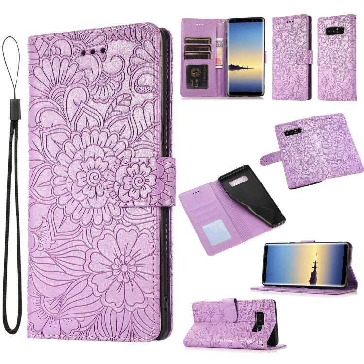 Skin Feel Embossed Sunflower Horizontal Flip Leather Case with Holder & Card Slots & Wallet & Lanyard, For Samsung Galaxy S10+, For Samsung Galaxy S10e, For Samsung Galaxy A20s, For Samsung Galaxy A40, For Samsung Galaxy Note8, For Samsung Galaxy J6   ...