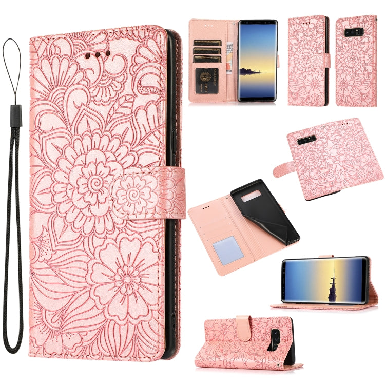 Skin Feel Embossed Sunflower Horizontal Flip Leather Case with Holder & Card Slots & Wallet & Lanyard, For Samsung Galaxy S10+, For Samsung Galaxy S10e, For Samsung Galaxy A20s, For Samsung Galaxy A40, For Samsung Galaxy Note8, For Samsung Galaxy J6   ...