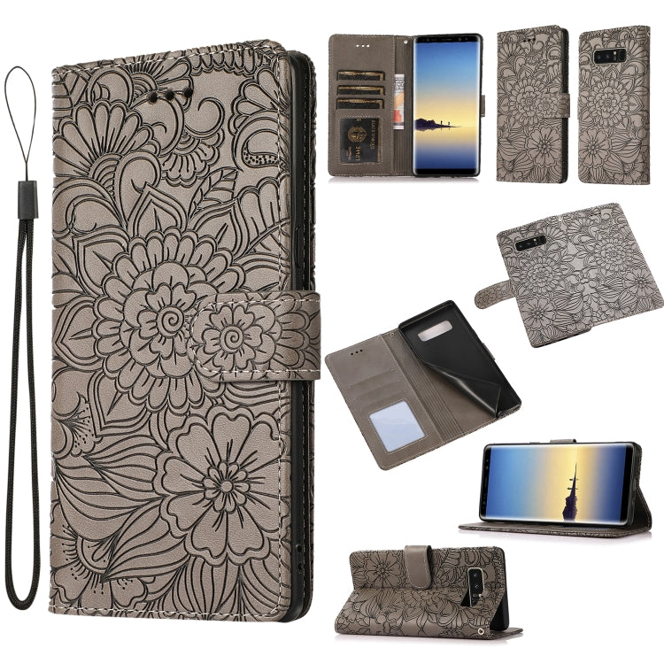 Skin Feel Embossed Sunflower Horizontal Flip Leather Case with Holder & Card Slots & Wallet & Lanyard, For Samsung Galaxy S10+, For Samsung Galaxy S10e, For Samsung Galaxy A20s, For Samsung Galaxy A40, For Samsung Galaxy Note8, For Samsung Galaxy J6   ...