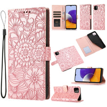 Load image into Gallery viewer, Skin Feel Embossed Sunflower Horizontal Flip Leather Case with Holder &amp; Card Slots &amp; Wallet &amp; Lanyard, For Samsung Galaxy A22 5G, For Samsung Galaxy A51