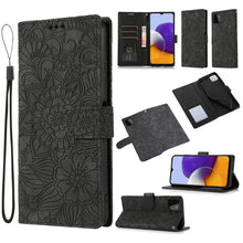 Load image into Gallery viewer, Skin Feel Embossed Sunflower Horizontal Flip Leather Case with Holder &amp; Card Slots &amp; Wallet &amp; Lanyard, For Samsung Galaxy A22 5G, For Samsung Galaxy A51