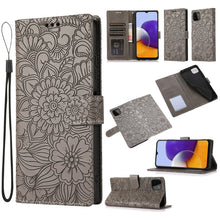 Load image into Gallery viewer, Skin Feel Embossed Sunflower Horizontal Flip Leather Case with Holder &amp; Card Slots &amp; Wallet &amp; Lanyard, For Samsung Galaxy A22 5G, For Samsung Galaxy A51