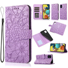 Load image into Gallery viewer, Skin Feel Embossed Sunflower Horizontal Flip Leather Case with Holder &amp; Card Slots &amp; Wallet &amp; Lanyard, For Samsung Galaxy A22 5G, For Samsung Galaxy A51