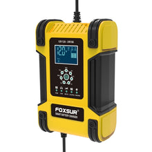 Load image into Gallery viewer, FOXSUR 12A / 12V / 24V Car / Motorcycle 7-stage Lead-acid Battery AGM Charger, 12A, US Plug, 12A, EU Plug, 12A, JP Plug, 12A, UK Plug